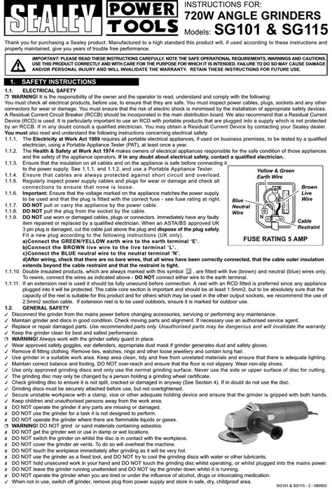 Sealey Sg101 Instructions Pdf Download Manualslib