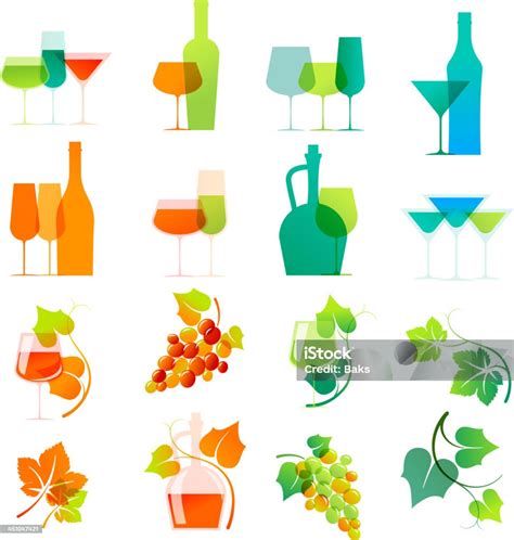 Colorful Wine Icons Stock Illustration Download Image Now Barrel