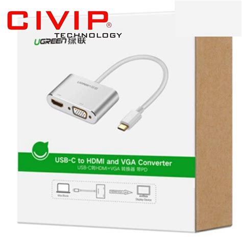 Cáp chuyển đổi Type C to HDMI VGA Ugreen 50317