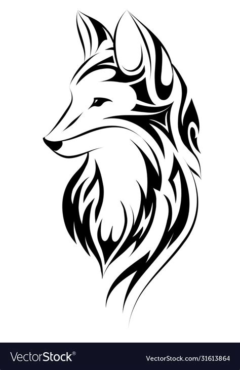 Fox tattoo simple design Royalty Free Vector Image