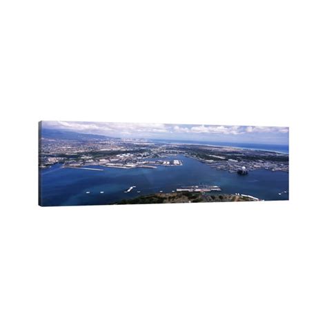 Ebern Designs Aerial View Of A Harbor Wrapped Canvas Panoramic