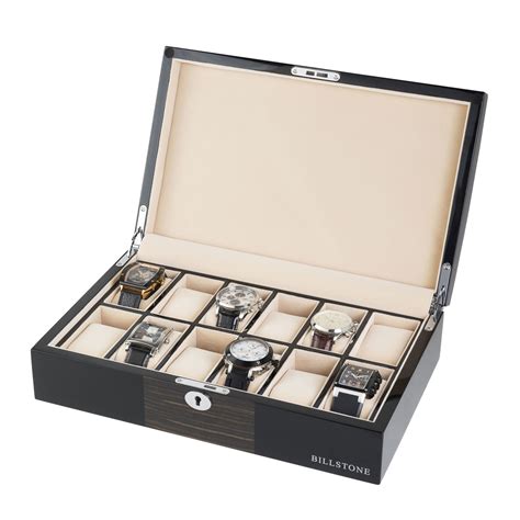 Oxford 12 Watch Box Macassar Wood Finish Billstone Touch Of Modern