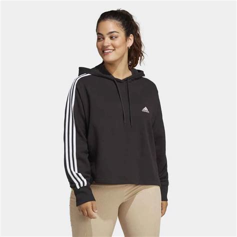 Der ADIDAS Essentials 3 Streifen French Terry Crop Hoodie Große