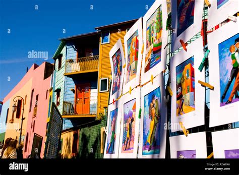 Stock Photo Street Painters Selling Their Artwork Image Of La Boca