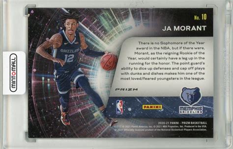 Mint Panini Prizm Ja Morant Sophomore Stars