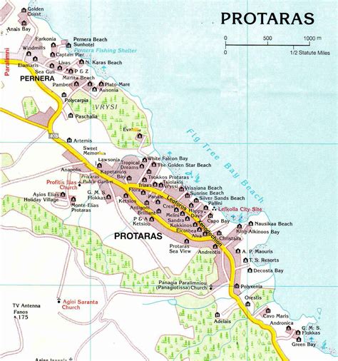 Map Of Protaras Protaras Beaches Map Street Map Of Paralimni