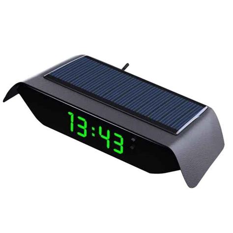 Solar Powered Desk Clock Dash Digital Thermometer LCD - AutoMods