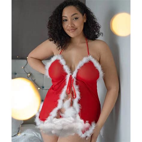 Plus Size XL XL Sexy Lingerie Set For Women Christmas Cosplay Mini Dress Nightdress Pajamas
