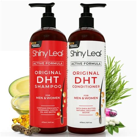 Shiny Leaf Dht Blocking Shampoo And Conditioner For Hair Loss With Biotin For All Hair Types