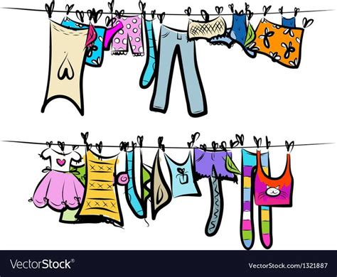 Clothes On The Clothesline Sketch For Your Design Download A Free