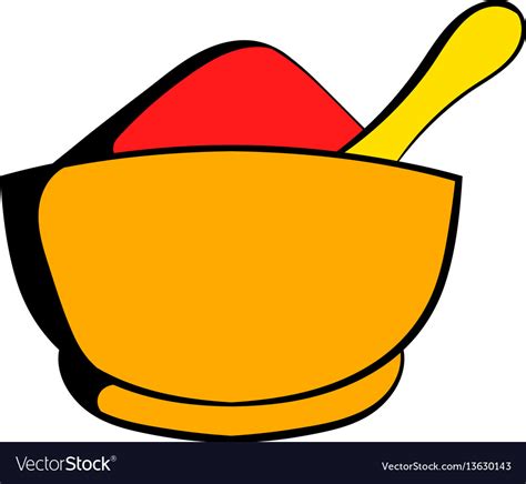 Spice In Ceramic Bowl Icon Cartoon Royalty Free Vector Image