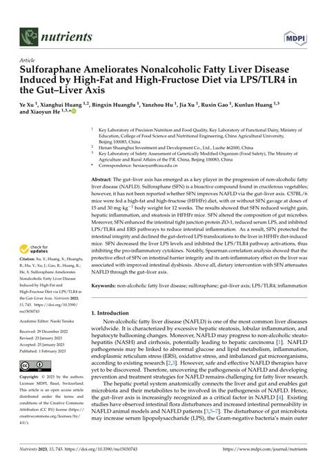 Pdf Sulforaphane Ameliorates Nonalcoholic Fatty Liver Disease Induced