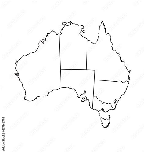 accurate australia map outline with states Stock Vector | Adobe Stock