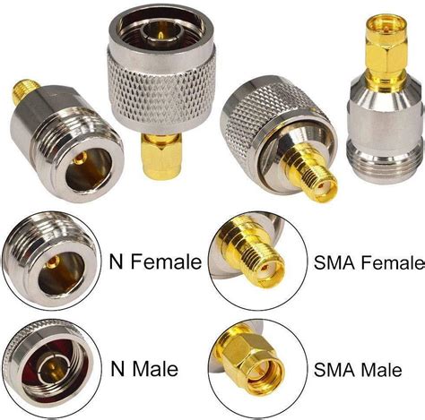 Onelinkmore Sma To N Adapter Kit 4 Type Rf Connectors N Malefemale Black Ebay