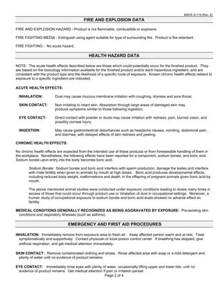 Borax Material Data Sheet MDS Sodium Tetraborate Decahydrate PDF