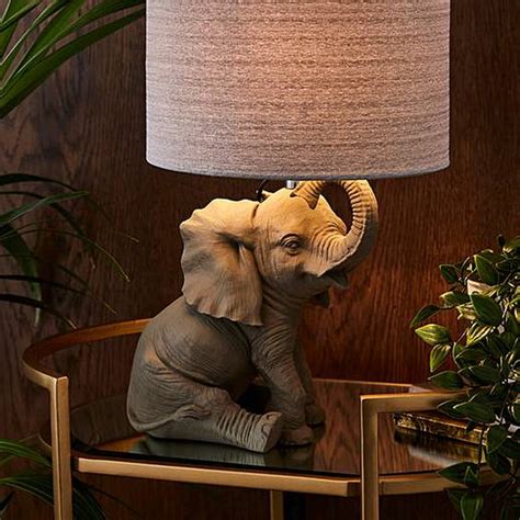 Hathi Elephant Table Lamp With Fabric Design Lampshade