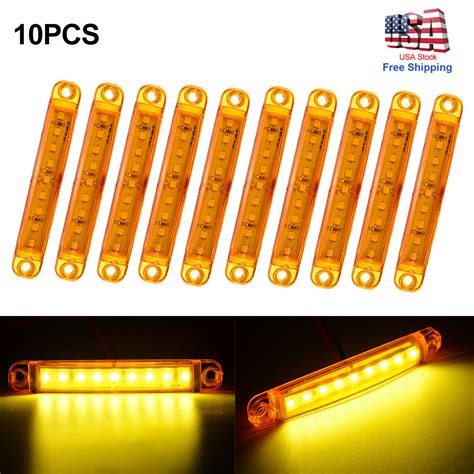 10pcs 9 Led Semi Truck Trailer Side Marker Lights Amber Waterproof Car Lorry New Ebay