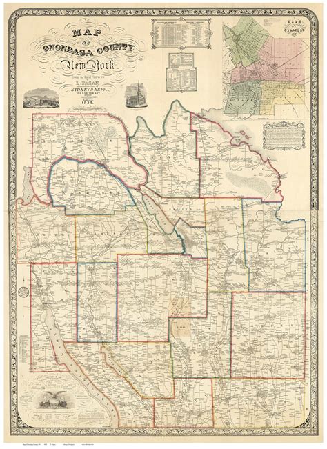 Onondaga County New York 1852 - Old Map Reprint - OLD MAPS