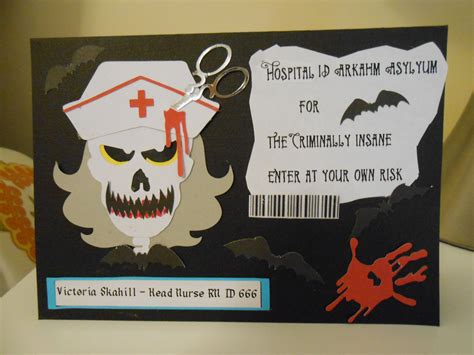 Arkham Asylum For The Criminally Insane Head Nurse Halloween Cards