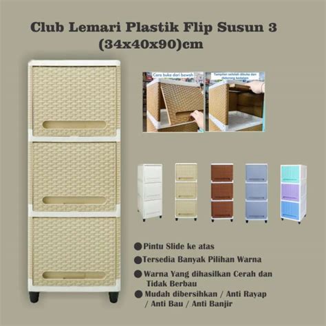 Promo Lemari Plastik Flip Susun 3 Rak Buku Baju Serbaguna Minimalis