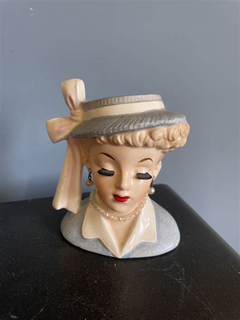 Napco Issue Woman Lucy Head Vase Etsy Head Vase Ceramic Lady