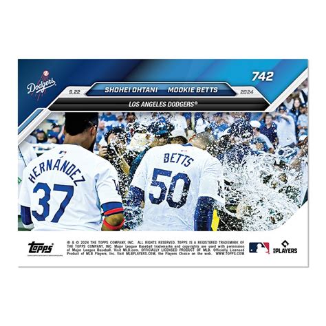 742新品スリーブ ローダー入り大谷翔平ムーキーベッツ二者連続HRで逆転サヨナラ勝利 2024 Topps now 742 Los