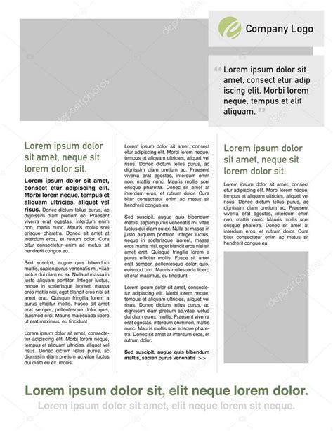 Page Layout Newsletter For Use With Business Stock Vector Image By