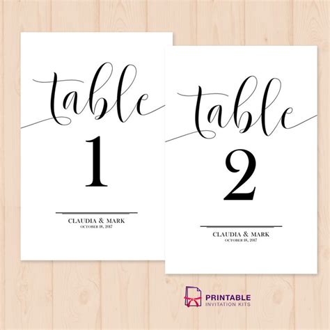 Wedding Table Numbers Printable