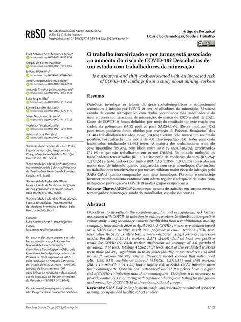 Pdf O Trabalho Terceirizado E Por Turnos Est Associado Ao Aumento Do