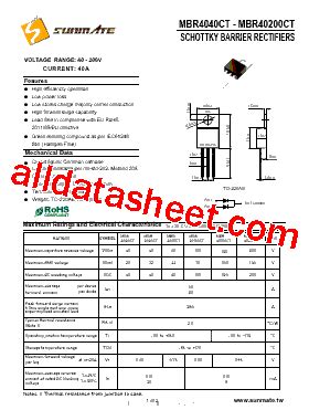 MBR4045CT Datasheet(PDF) - SUNMATE electronic Co., LTD