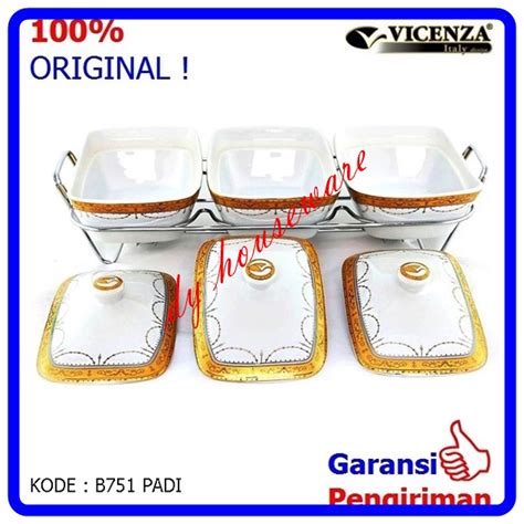 Jual Wadah Saji Prasmanan Penghangat Basi Keramik Vicenza 3Pc BBABC751