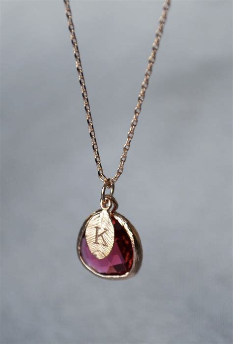 Personalized Ruby Necklace July Birthstone Necklace Custom Initial