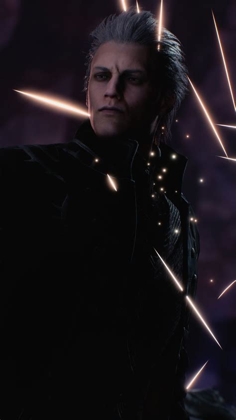 A Man With Grey Hair Standing In Front Of Some Bright Light Streaks On