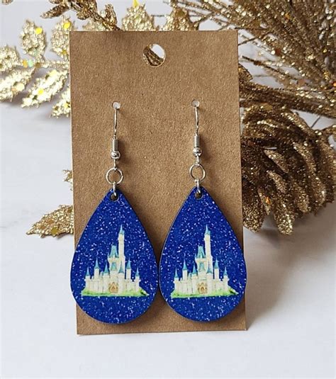 Watercolor Castle Earrings Disney Castle Inspired Earrings Etsy