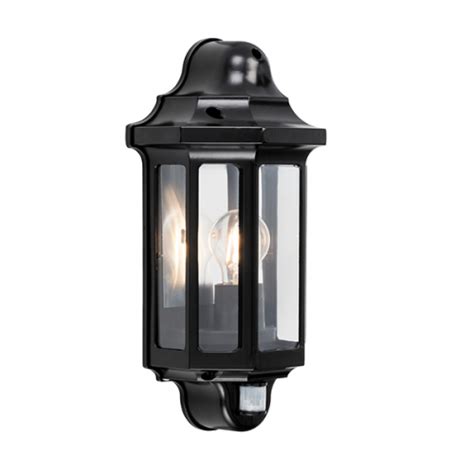 Saxby Lighting 1818pir Traditional Pir Half Lantern Ip44 60w Black Uk