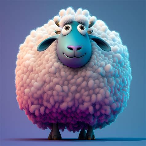 Premium Photo Super Cute Sheep In The Style Of Pixar Cartoon