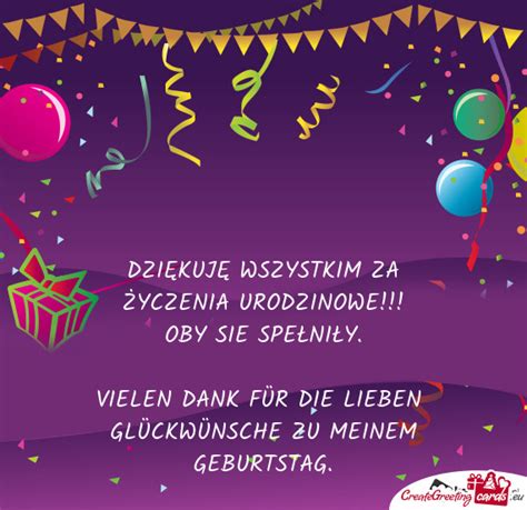 VIELEN DANK FÜR LIEBEN GLÜCKWÜNSCHE ZU MEINEM GEBURTSTAG Darmowe