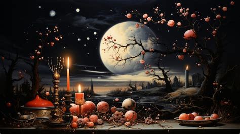 Premium AI Image | A painting of a moonlit night