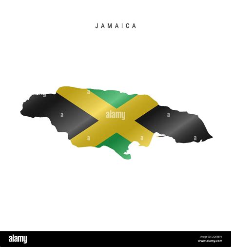 Detailed waving flag map of Jamaica. Vector map with masked flag Stock ...