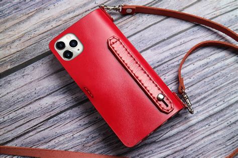 Shoulder Strap Handmade Leather Iphone 8 Plus Wallet Case Etsy