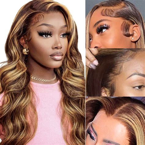 Highlight Ombre Lace Front Wigs Human Hair Body Wave 13×4