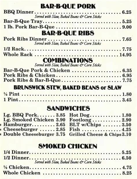 Menu At Boss Hog Bbq Sherrills Ford