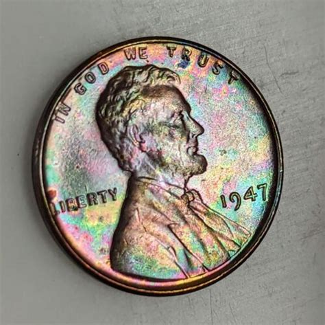 Rainbow Toned Lincoln Wheat Cent Penny All The Colors Minty Bu