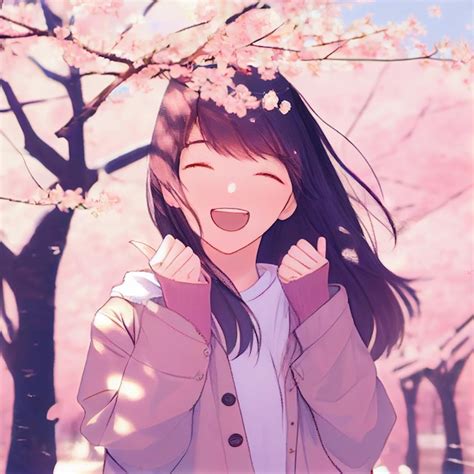 Premium Photo | Japanese girl under cherry blossom tree landscape anime manga illustration