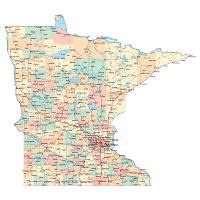 Large detailed roads and highways map of Minnesota state with all ...