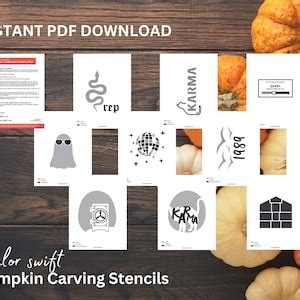 Taylor Swift Pumpkin Carving Stencil Templates Taylor Swift Halloween Decor Instant Download PDF ...