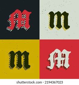 M Letter Blackletter Style Logo Set Stock Vector (Royalty Free ...