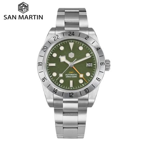 San Martin 39mm BB NH34 GMT Watch Automatic For Men Wristwatch Bracelet