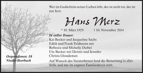 Traueranzeigen Von Hans Merz Vrm Trauer De