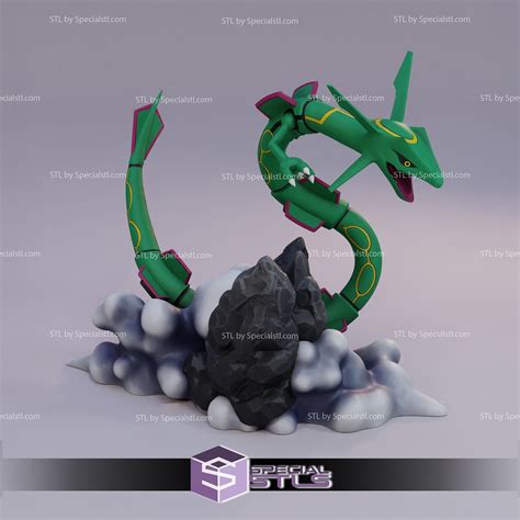 Rayquaza Statue And Flexi Stl Files Pokemon D Printing Figurine